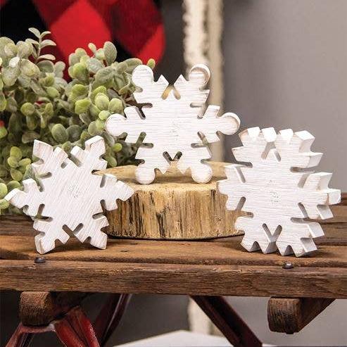 Distressed Wooden Snowflake Sitter // Multiple Style