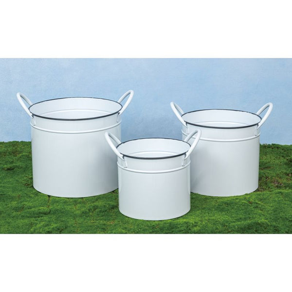 White Metal Bucket - Multiple Sizes