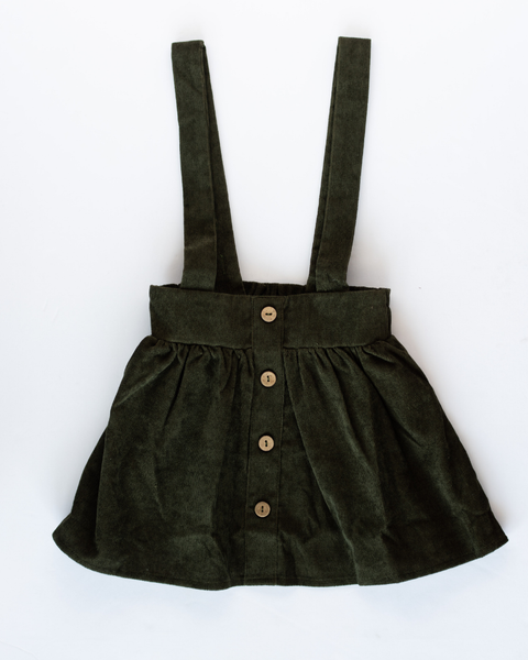 Fallon Corduroy Suspender Skirt // Olive // 4T