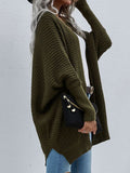 Waffle Knit Open Front Cardigan Sweater; Olive Green; Small - XL