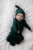 Forest Green Ribbed Knotted Baby Gown