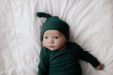 Forest Green Ribbed Knotted Baby Gown