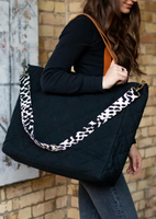 Quilted Tote with Leather Handle